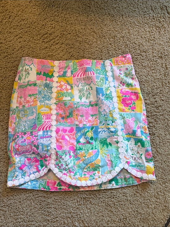 Lilly Pulitzer Dresses & Skirts - Lilly Pulitzer Pink Multi Patchwork Scallop Mini Skirt